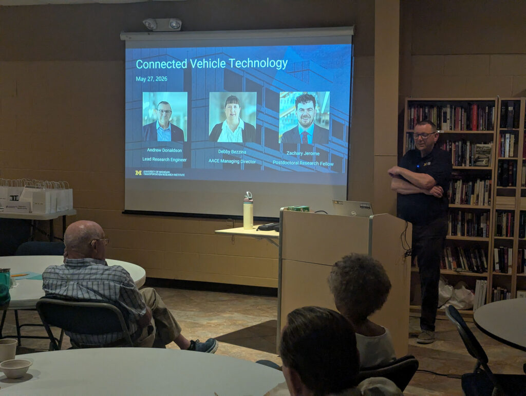 Andrew Donaldson in front of a screen at the Elderwise Learning class